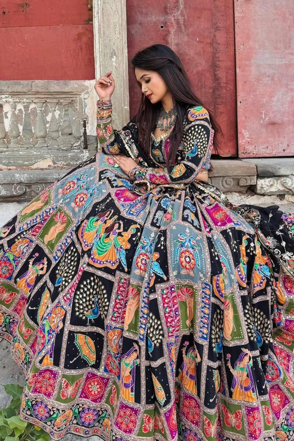 Multicolor Gujarati Chaniya Choli for Women | Festive Lehenga Set