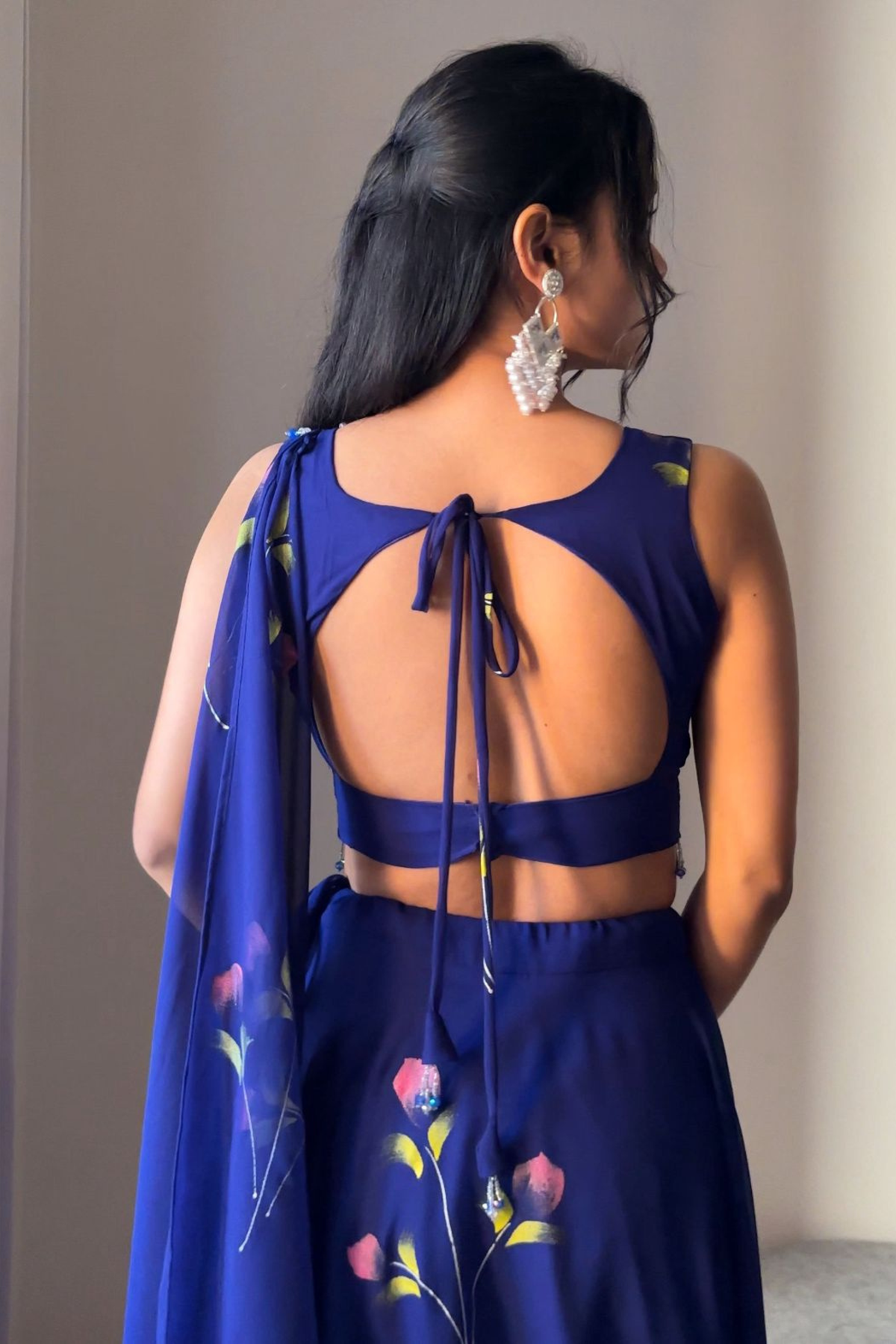 Hand Painted Georgette Lehenga Set with Draped Dupatta