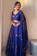 Hand Painted Georgette Lehenga Set with Draped Dupatta