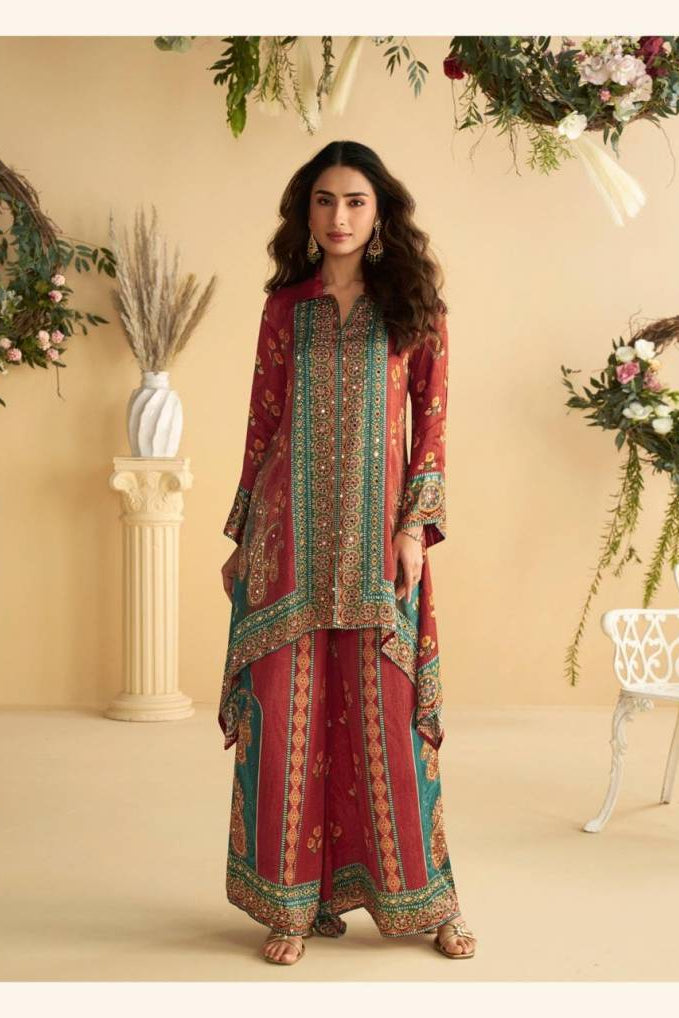 Crepe Silk Co-Ord Set with Digital Print for Wedding