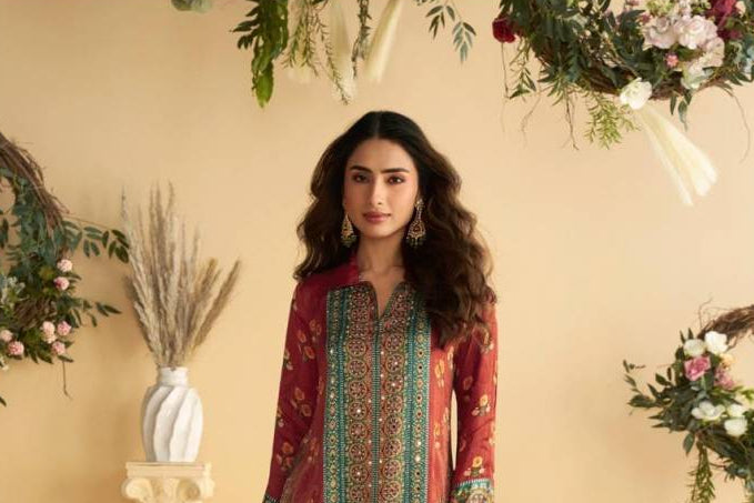 Crepe Silk Co-Ord Set with Digital Print for Wedding