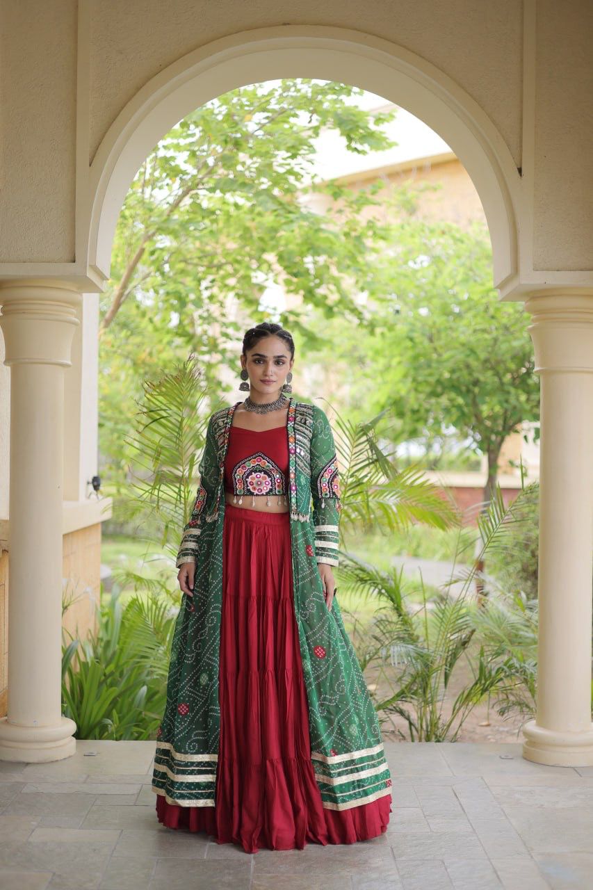 Navratri Lehenga Choli with Kutchi Patchwork Shrug