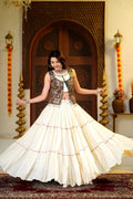 Indian Cotton Lehenga Choli Set with Embroidered Shrug