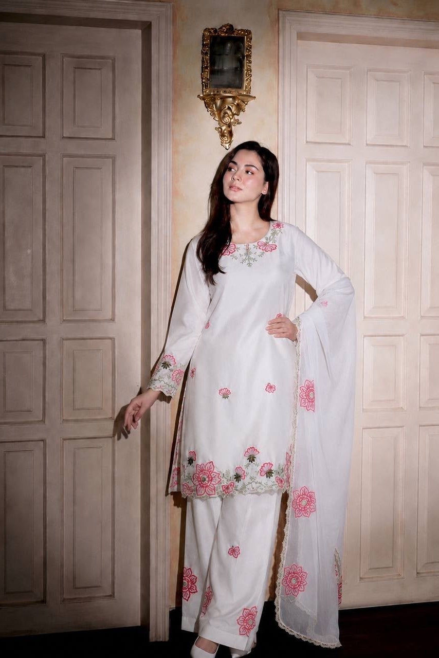 Farshi Shalwar outfit with detailed embroidery, sequins and soft Tabby Organza dupatta