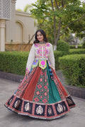 Multicolor Garba lehenga choli styled for Navratri celebrations