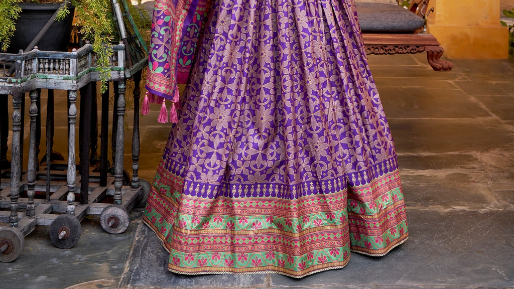 sparkle work and colorful lace border