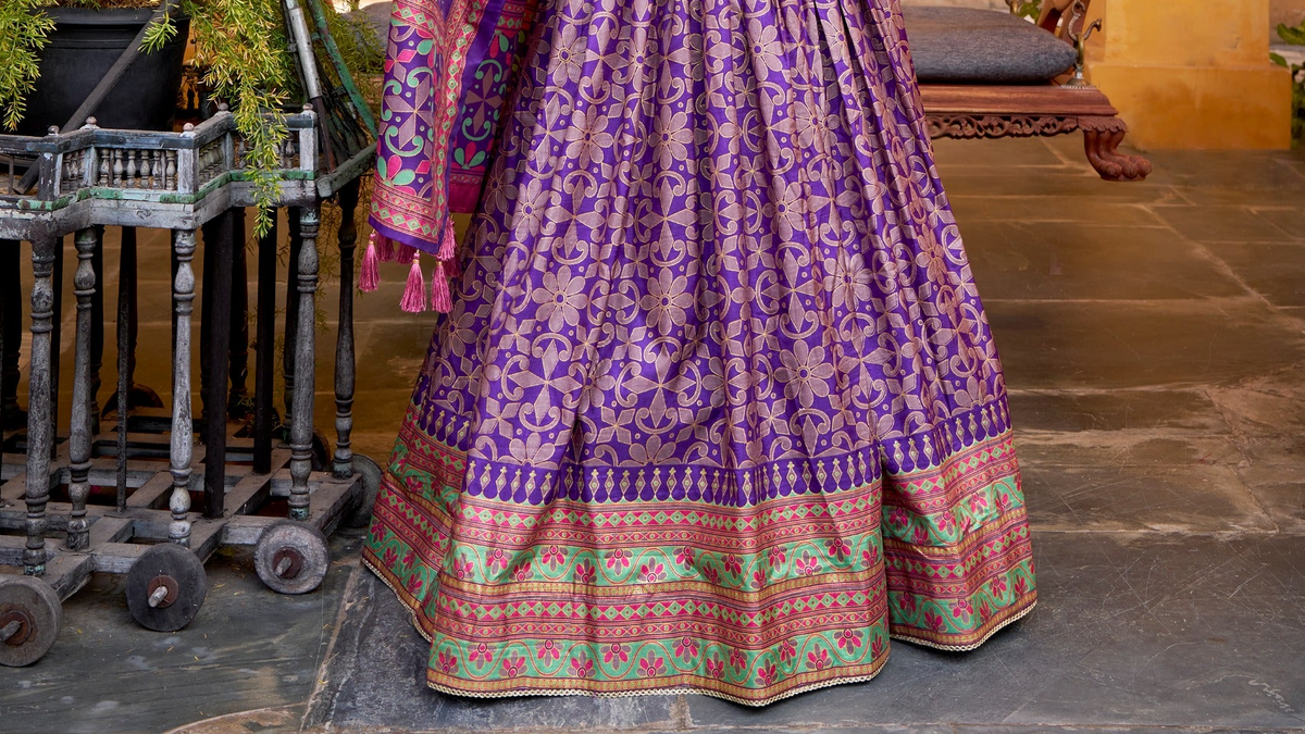 sparkle work and colorful lace border