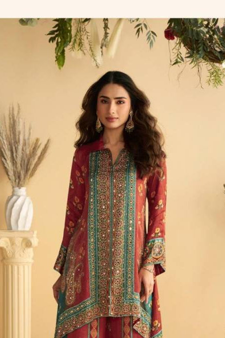 Crepe Silk Co-Ord Set with Digital Print for Wedding
