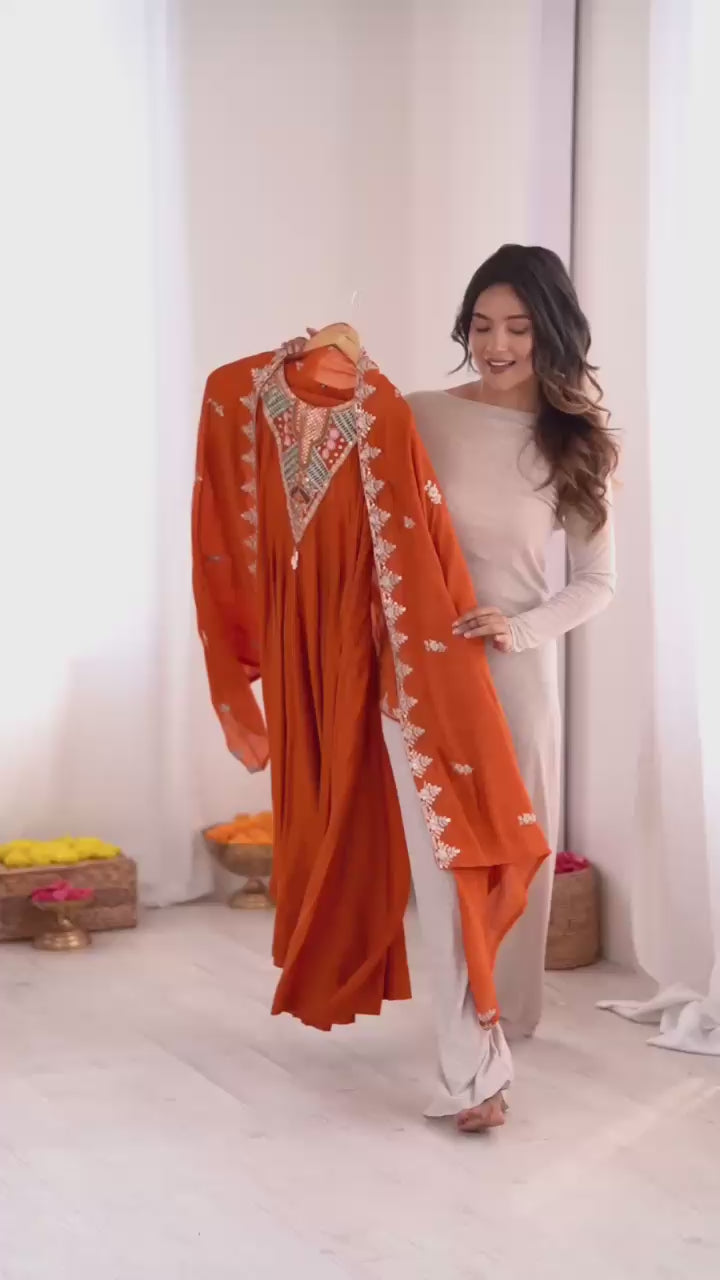 Video Reel for the Orange festive wear Suit by  real women