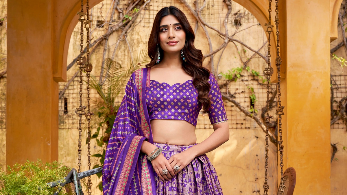 Red Tasar Silk Lehenga Choli