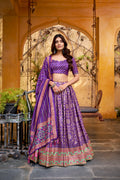 Stitched red Tasar Silk Lehenga with 3.60 meter flair, sparkle work and colorful lace border